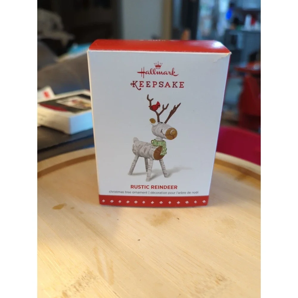 RUSTIC REINDEER Hallmark keepsake ornament 2015 with cardinal